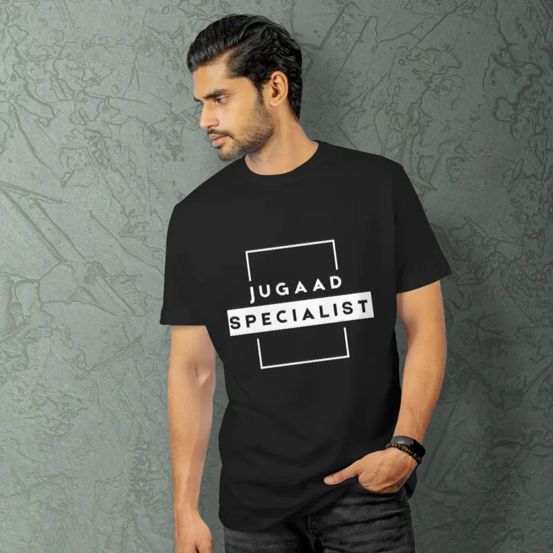 Jugaad Specialist Printed Black T-Shirt